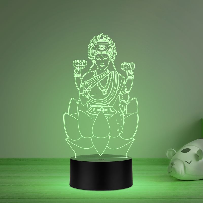 3D Illusion Laxmi Maa Night lamp Multicolor Led Light and is operated with a remote Home Decoration